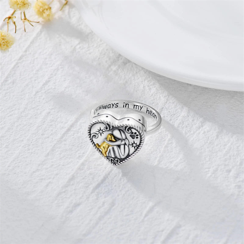 S925 Sterling Silver Urn Ring – Pet Ashes Memorial Jewelry | Heart Keepsake Cremation Ring For Women