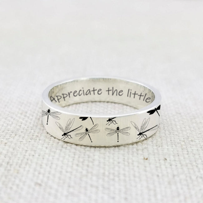 925 Sterling Silver Dragonfly Ring Appreciate The Little Things