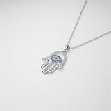 Evil Eye Necklace Blue Zircon Necklace  Hamsa Necklace  Cluster Necklace  College Student Gift amulet