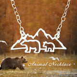 Mountain Mama Bear with 2 Cubs Necklace Sterling Silver Mama Bear Necklace Mothers Day Gift for Mom from Child Son Daughter Children Kids