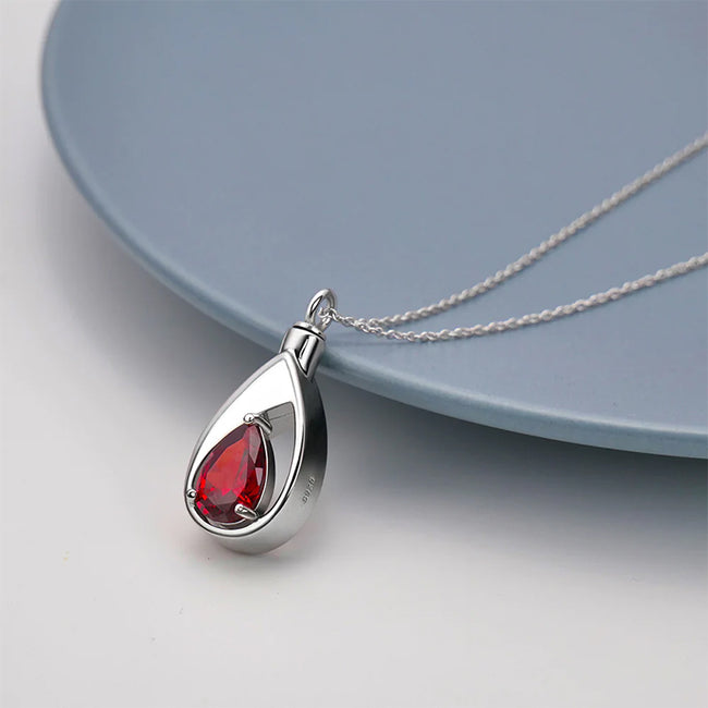 Sterling Silver Cremation Jewelry Memorial CZ Teardrop Ashes Keepsake Urns Pendant Necklace Ashes Jewelry Gifts Urn Necklace