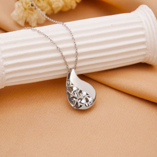 925 Sterling Silver Tree of Life/Butterfly  Teardrop Urn Necklace for Ashes Family Tree Keepsake Cremation Pendant Memorial Jewelry for Women