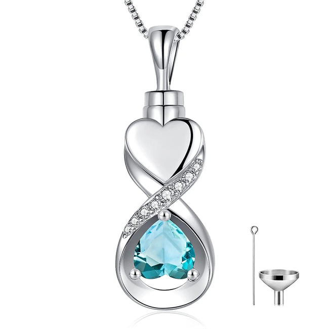 Infinity Heart Cremation Jewelry for Ashes Sterling Silver Urn Necklaces for Women