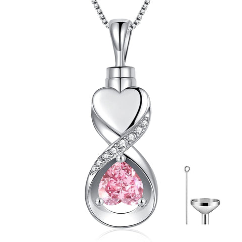 Sterling Silver Infinity Heart Urn Necklace for Ashes