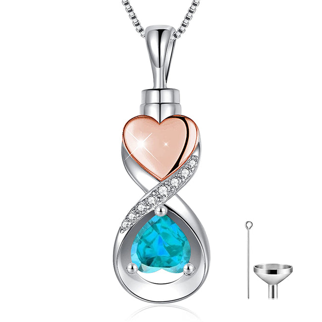 Infinity Heart Cremation Jewelry for Ashes Sterling Silver Urn Necklaces for Women