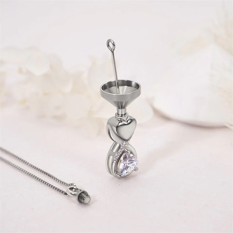 Sterling Silver Infinity Heart Urn Necklace for Ashes