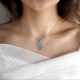 Evil Eye Necklace Blue Zircon Necklace  Hamsa Necklace  Cluster Necklace  College Student Gift amulet