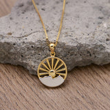 925 Sterling Silver Mountain Range Pendant Sun Wilderness Jewelry Sun Necklace Hiker Jewelry