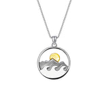 925 Sterling Silver Mountain Range Pendant Sun Wilderness Jewelry Sun Necklace Hiker Jewelry