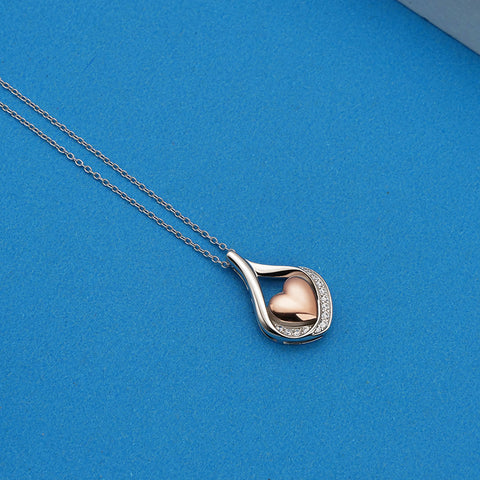 Sterling Silver Heart Shape Tear Dangle Urn Necklace for Ashes