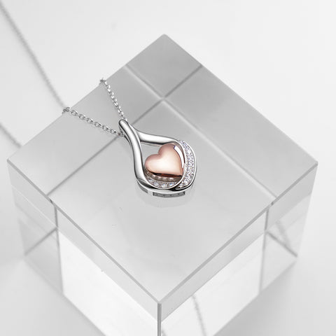 Sterling Silver Heart Shape Tear Dangle Urn Necklace for Ashes