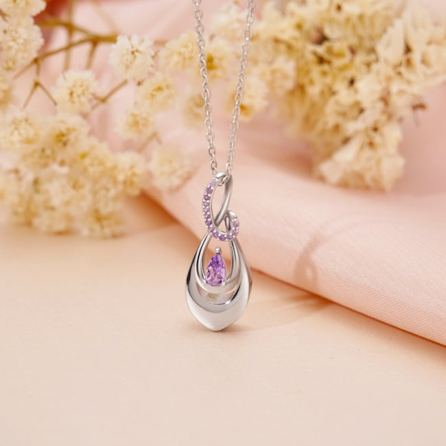 925 Sterling Silver Ash Necklace Crystal Teardrop CZ Keepsake Pendant Infinity Urn Necklace for Ashes Cremation Jewelry