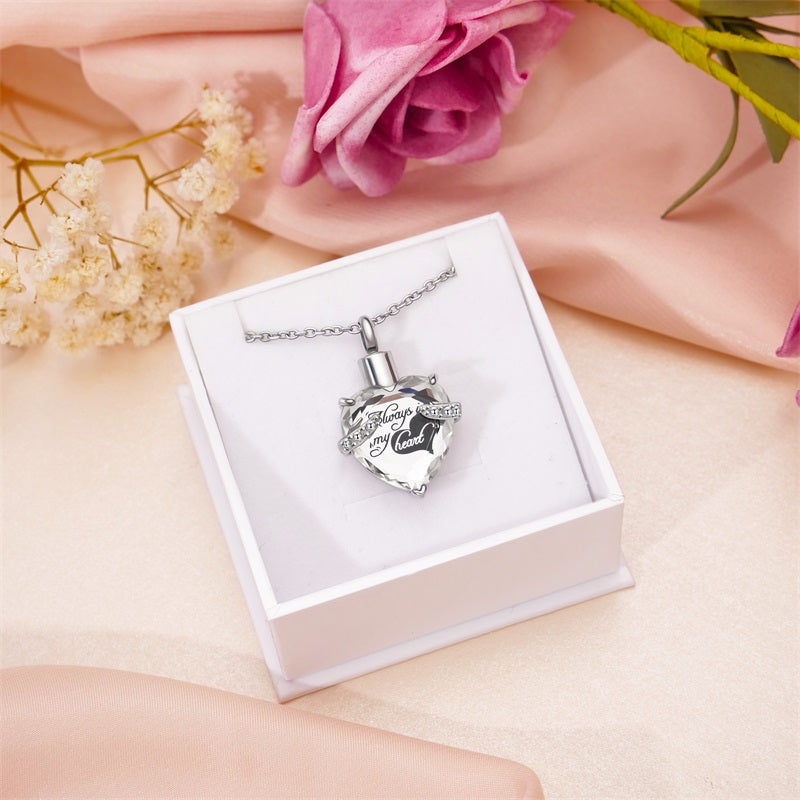 Heart Urn Necklace for Ashes - Stainless Steel | Birthstone & Engraving ...