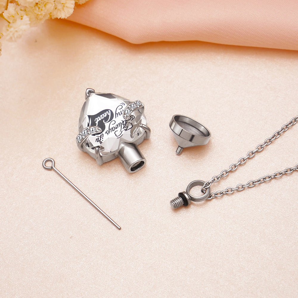 Heart Urn Necklace for Ashes - Stainless Steel | Birthstone & Engraving ...
