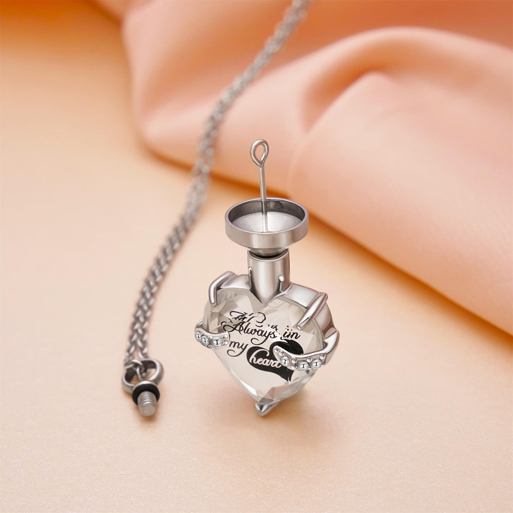 Heart Urn Necklace for Ashes - Stainless Steel | Birthstone & Engraving ...
