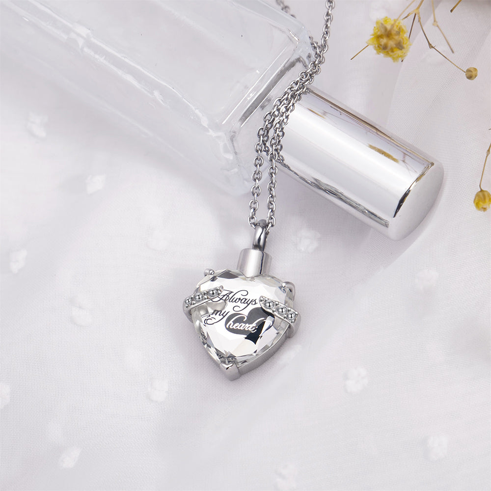 Heart Urn Necklace for Ashes - Stainless Steel | Birthstone & Engraving ...
