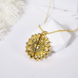 925 Sterling Silver You are My Sunshine Sunflower Photo Necklace for Mom Women Sunflower Locket Pendant Necklace