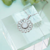 Moonstone Sunflower Anklet Sterling Silver Beaded Flower Ankle Bracelet