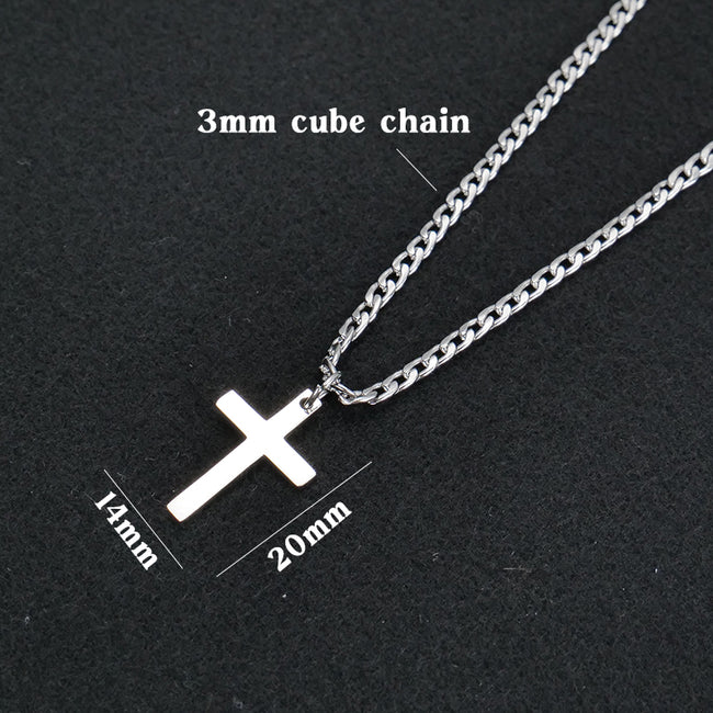 Cross Necklace 3mm Cuban Chain Necklace For Man Cross Pendant Necklace Gifts For Him Mens Father's Day Gift