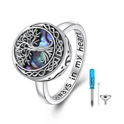 Tree of Life Urn Ring for Ashes Sterling Silver Abalone Shell Tree of Life Cremation Jewelry for Ashes Memory Jewelry