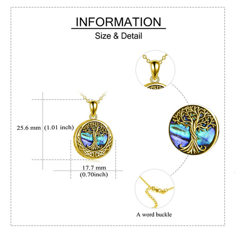 Sterling Silver Tree of Life Urn Necklaces Abalone Opal Shell Cremation Jewelry for Ashes