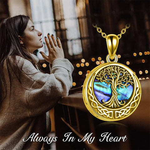 Sterling Silver Tree of Life Urn Necklaces Abalone Opal Shell Cremation Jewelry for Ashes