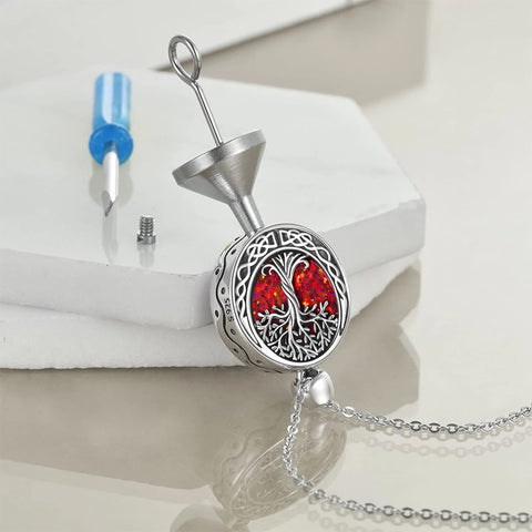 Sterling Silver Tree of Life Urn Necklaces Abalone Opal Shell Cremation Jewelry for Ashes
