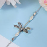 Silver Dragonfly Anklet Adjustable little Dragonfly Jewelry Summer Gift S925 Sterling Silver