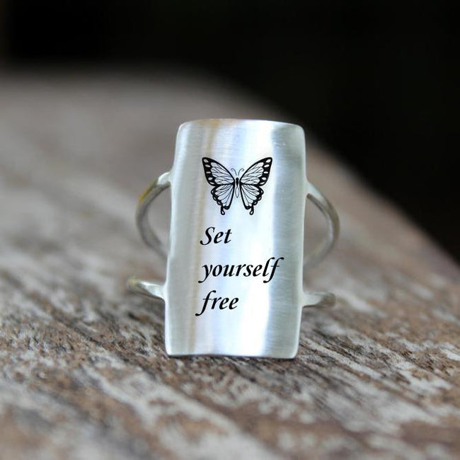 Forgiving What You Can't Forget Ring 925 Sterling Silver Inspirational Ring Personalized Ring
