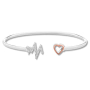 Mozambique Diamond Heartbeat Bangle Bracelet in Sterling Silver