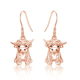 Highland Cow Dangle Earrings 925 Sterling Sliver Cow Drop Earrings Christmas gift for Women Girls