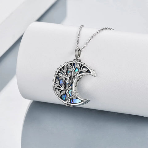 Sterling Silver Tree of Life Urn Necklaces Abalone Opal Shell Cremation Jewelry for Ashes
