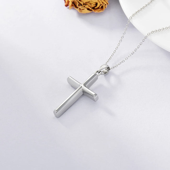 Urn Necklace for Men and Women Sterling Silver Cross Cremation Jewelry Dainty Memorial Gift for Friend