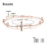 Cross Bracelet for Women, 925 Sterling Silver Charm Adjustable Foot Bracelet, Large Cross Bracelet