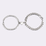 Silver Couples Bracelet Set Magnet Heart Bracelet For Women Men Valentine's Day Gift
