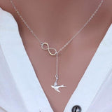 Confirmation gift for her girls - Bird Infinity Jewelry - Confirmation necklace gifts - Sterling silver Infinity Lariat Necklace Dove Necklace enjoy life creative 