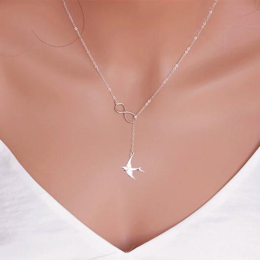 Confirmation gift for her girls - Bird Infinity Jewelry - Confirmation necklace gifts - Sterling silver Infinity Lariat Necklace Dove Necklace enjoy life creative 