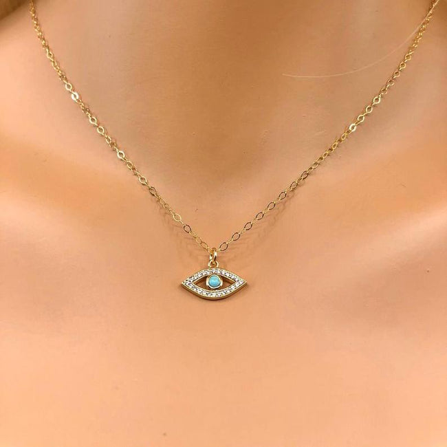 CZ Evil Eye Necklace • 925 Sterling Silver Chain • Cubic Zirconia • Protection Necklace • 925 Sterling Silver Evil Eye Necklace • Everyday Necklace • Gift Religion Necklace enjoy life creative 15" 