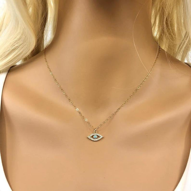 CZ Evil Eye Necklace • 925 Sterling Silver Chain • Cubic Zirconia • Protection Necklace • 925 Sterling Silver Evil Eye Necklace • Everyday Necklace • Gift Religion Necklace enjoy life creative 