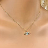 CZ Evil Eye Necklace • 925 Sterling Silver Chain • Cubic Zirconia • Protection Necklace • 925 Sterling Silver Evil Eye Necklace • Everyday Necklace • Gift Religion Necklace enjoy life creative 