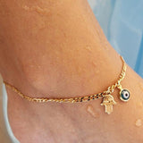 Eye anklet, hamsa anklet, dainty anklet, 925 silver anklet , mal de ojo tobillera , dainty anklet Evil eye anklets Romanticwork Jewelry 