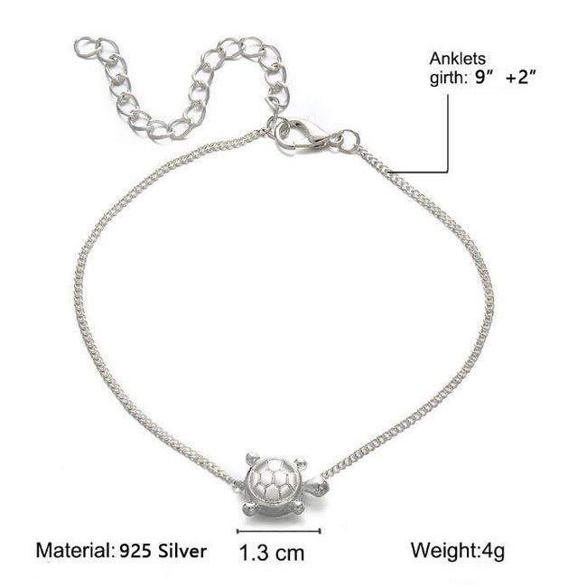 Fashion 925 Sterling Silver Tortoise Animal Anklets for Women Girl Bohemian Chain Anklet Beach DIY Foot Jewelry Party Gift animal anklet Romanticwork Jewelry 