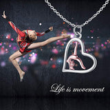 Gymnastics Necklace for Granddaughter 925 Sterling Silver Rose Gold Team USA Flipping Gymnasts Pendant Jewelry Gymnastic Gifts for Girl Geometric necklace APOTIE 