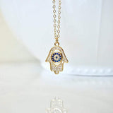 Hamsa with Blue Evil Eye Necklace, Blue Evil Eye, Gold CZ Eye Hamsa, Protection, Serenity, Bohemian, Minimal, On trend Religious Necklace Romanticwork Jewelry 