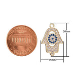 Hamsa with Blue Evil Eye Necklace, Blue Evil Eye, Gold CZ Eye Hamsa, Protection, Serenity, Bohemian, Minimal, On trend Religious Necklace Romanticwork Jewelry 