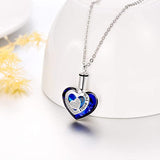Heart URN Necklace S925 Sterling Silver Engraved Pendant Cremation Necklace for Ashes with Swarovski Crystal, Fine Keepsake Memorial Jewelry for Ashes (Package including a Necklace/Pin/Funnel) urn necklace enjoy life creative 