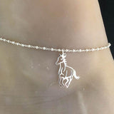 Horse Anklet, Sterling Silver Beaded Ankle Bracelet, Good Luck Charm Jewelry, Horseback Riding Anklet, Anklet Chain, Women Jewelry Animal anklet Romanticwork Jewelry 