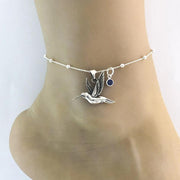 Humming Bird Anklet, Sterling Silver Beaded Ankle Bracelet, Good Luck Charm Jewelry, Humming Bird Charm Anklet, Beach Jewelry Stackable Anklet enjoy life creative A 