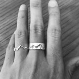 Mountain Couple Rings 925 Silver Promise Ring Set His and Hers Matching Ring For Couples Valentine's Day Gift