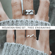 Mountain Couple Rings 925 Silver Promise Ring Set His and Hers Matching Ring For Couples Valentine's Day Gift